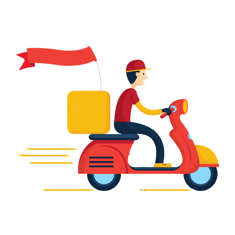 Delivery rider on a scooter carrying a parcel